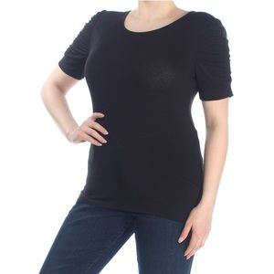 INC black ruched sleeve top